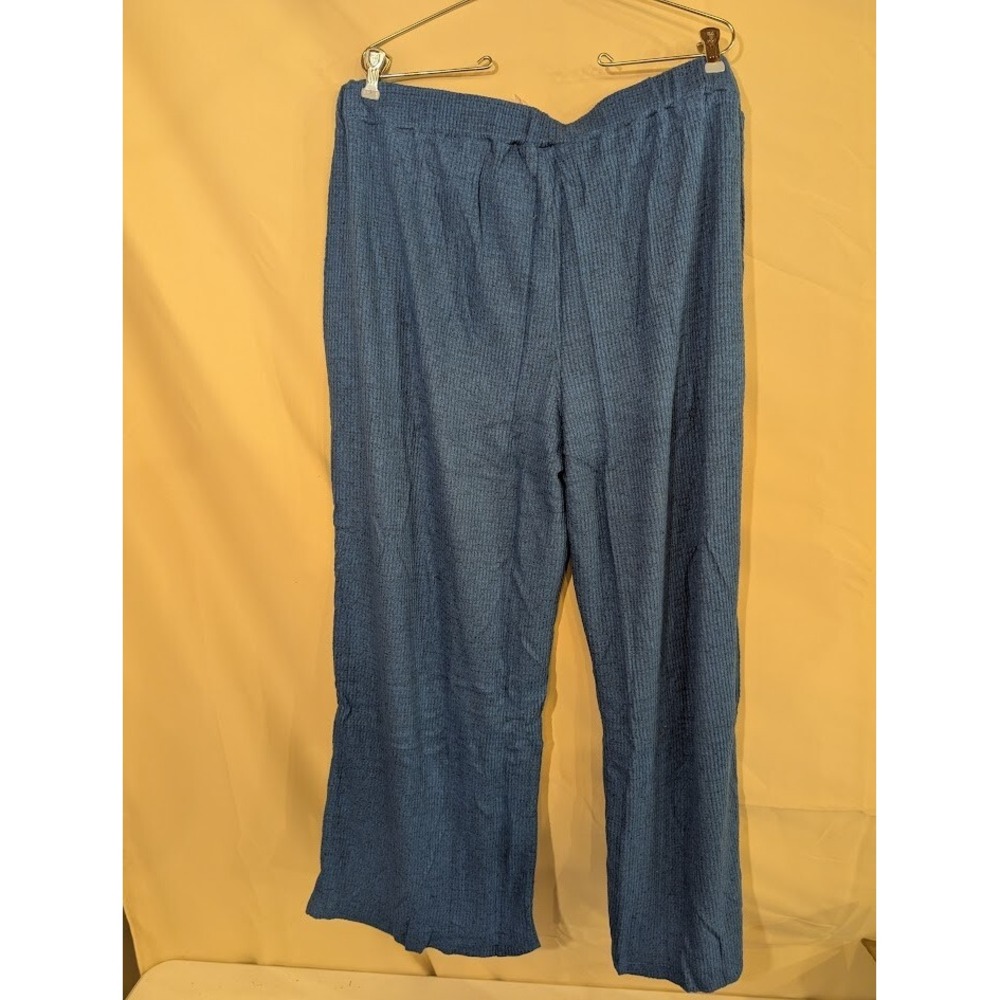 Retreat by Rhonda Shear Lounge Pants XXL Blue Ribbed Wide Leg Comfy New - Picture 1 of 4